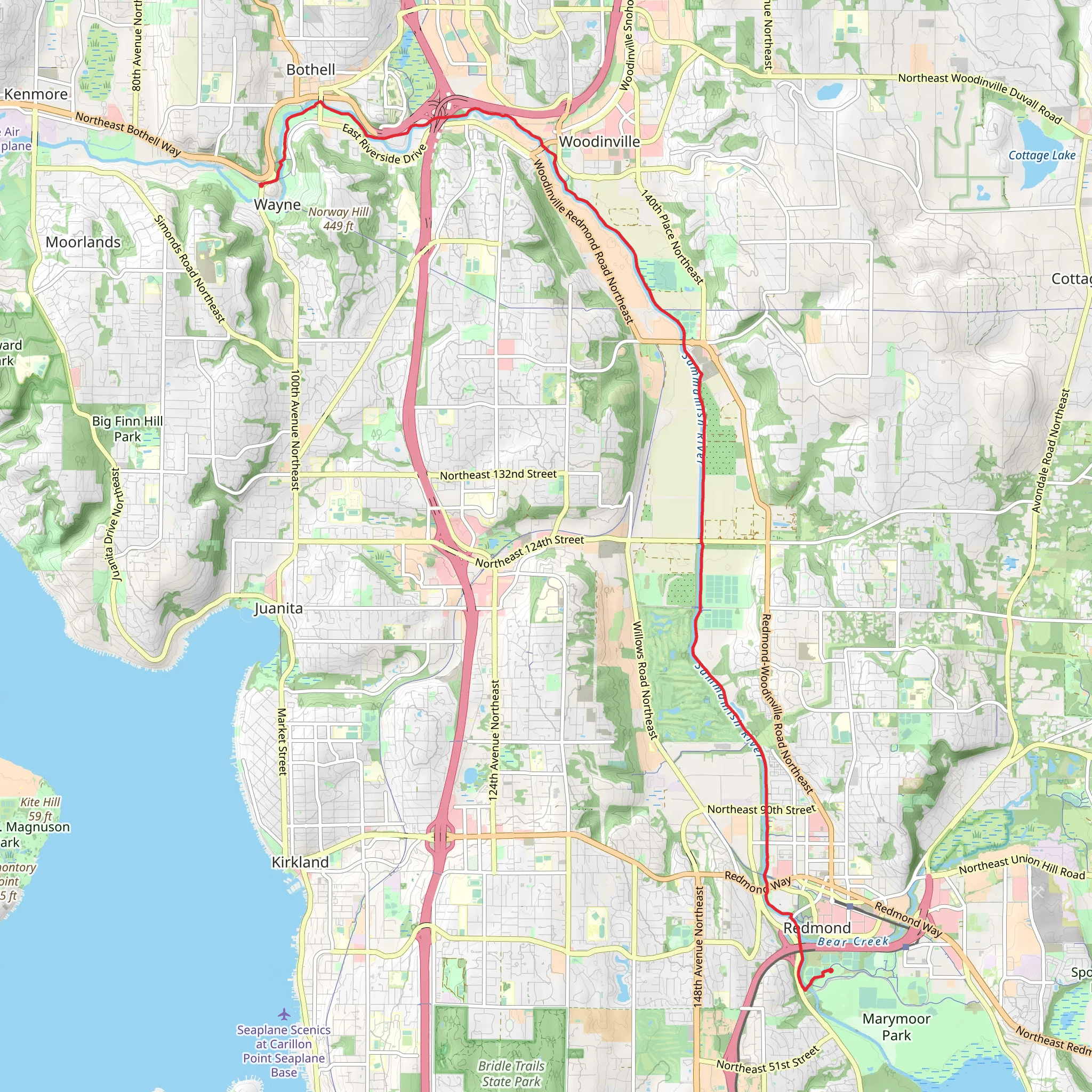Sammamish River Trail mobile static map