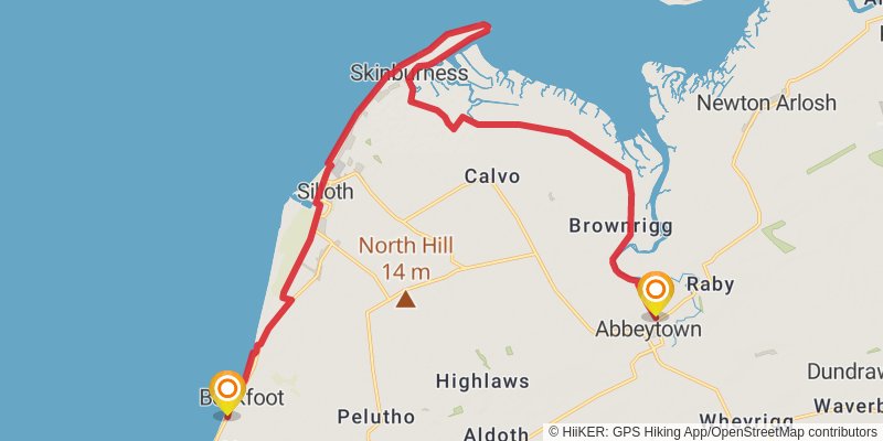 Ravenglass to Bowness-on-Solwayvia England Coast Path stage 5 Map