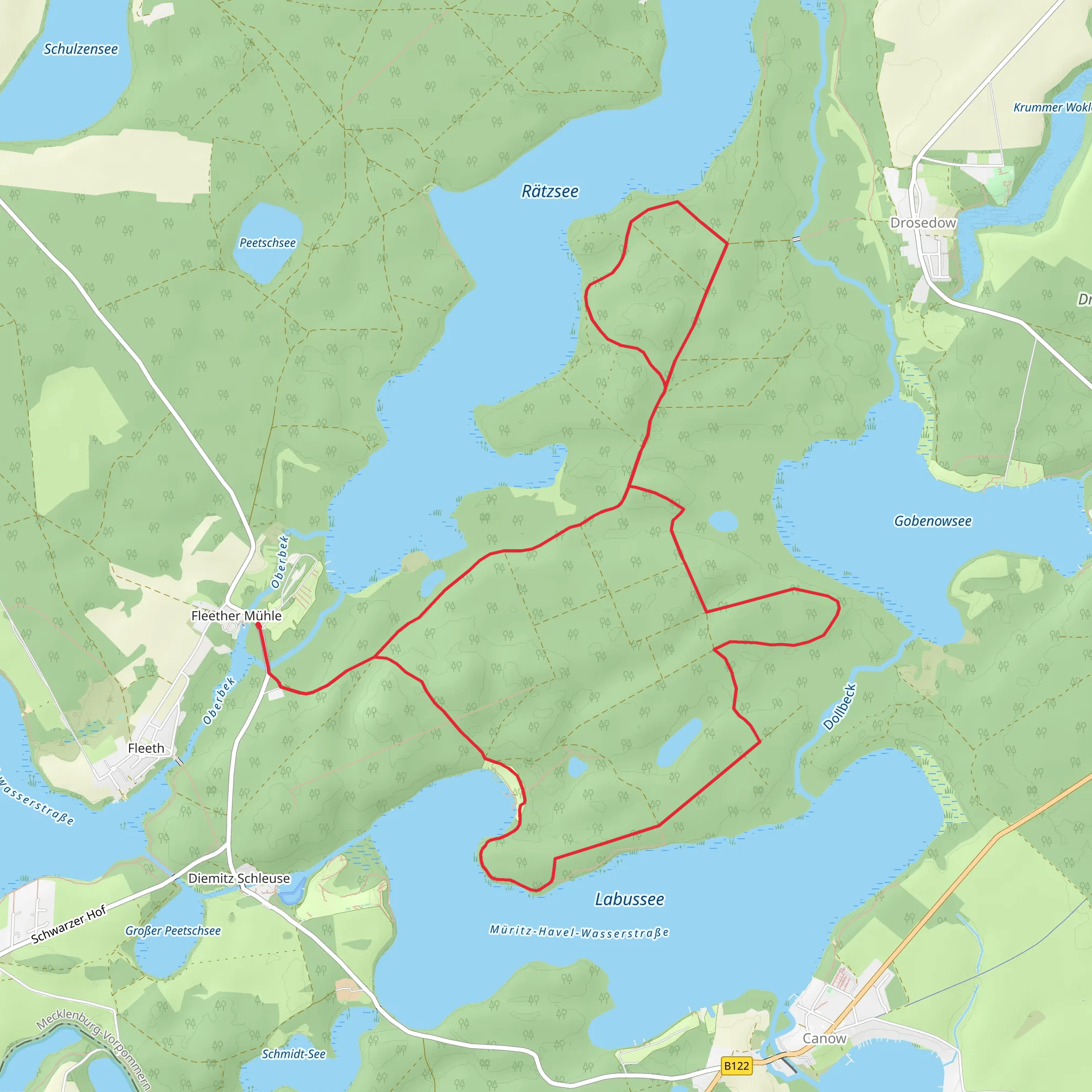 Labussee and Raetzsee Loop mobile static map