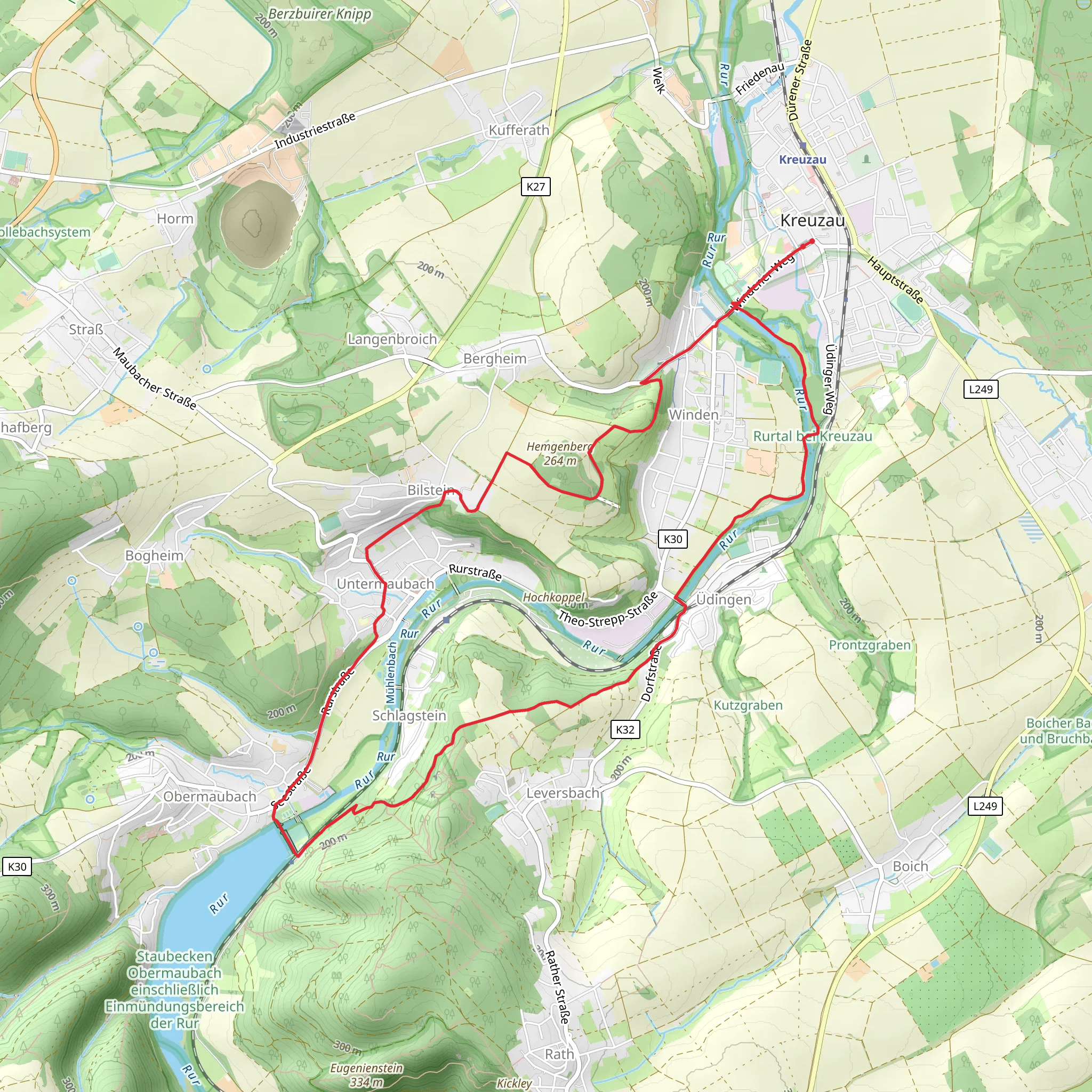 Rurtal bei Kreuzau and Talsperre Obermaubach via Loop via Felsenweg mobile static map
