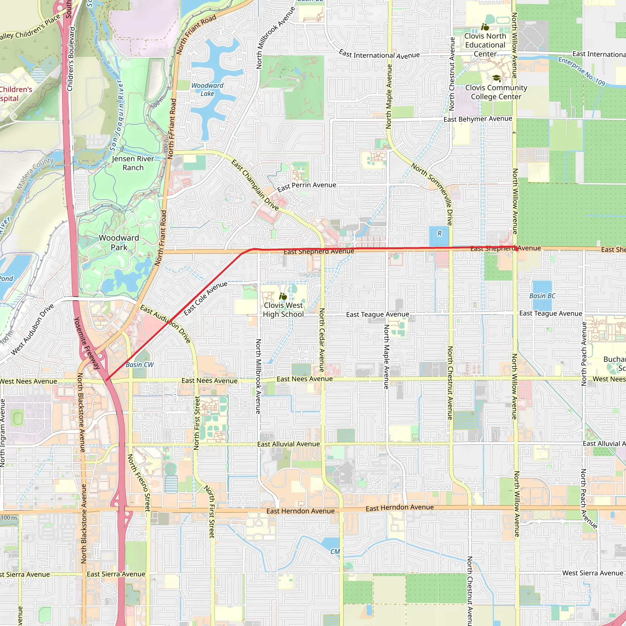 Clovis Trail Out and Back mobile static map