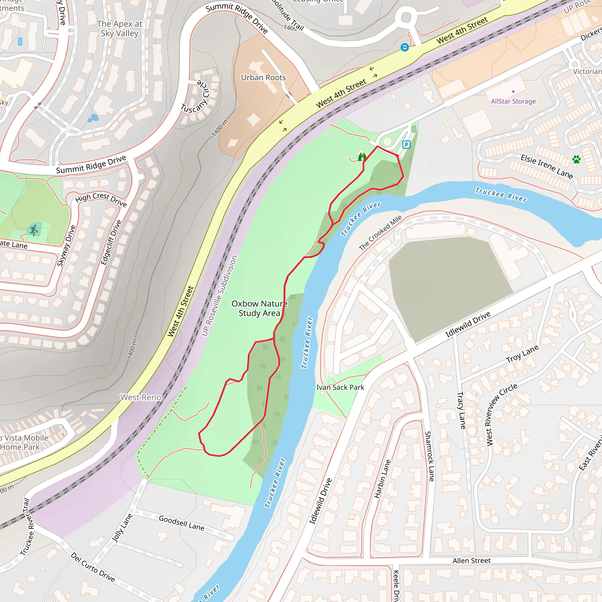 Oxbow Nature Study Area - Truckee River mobile static map
