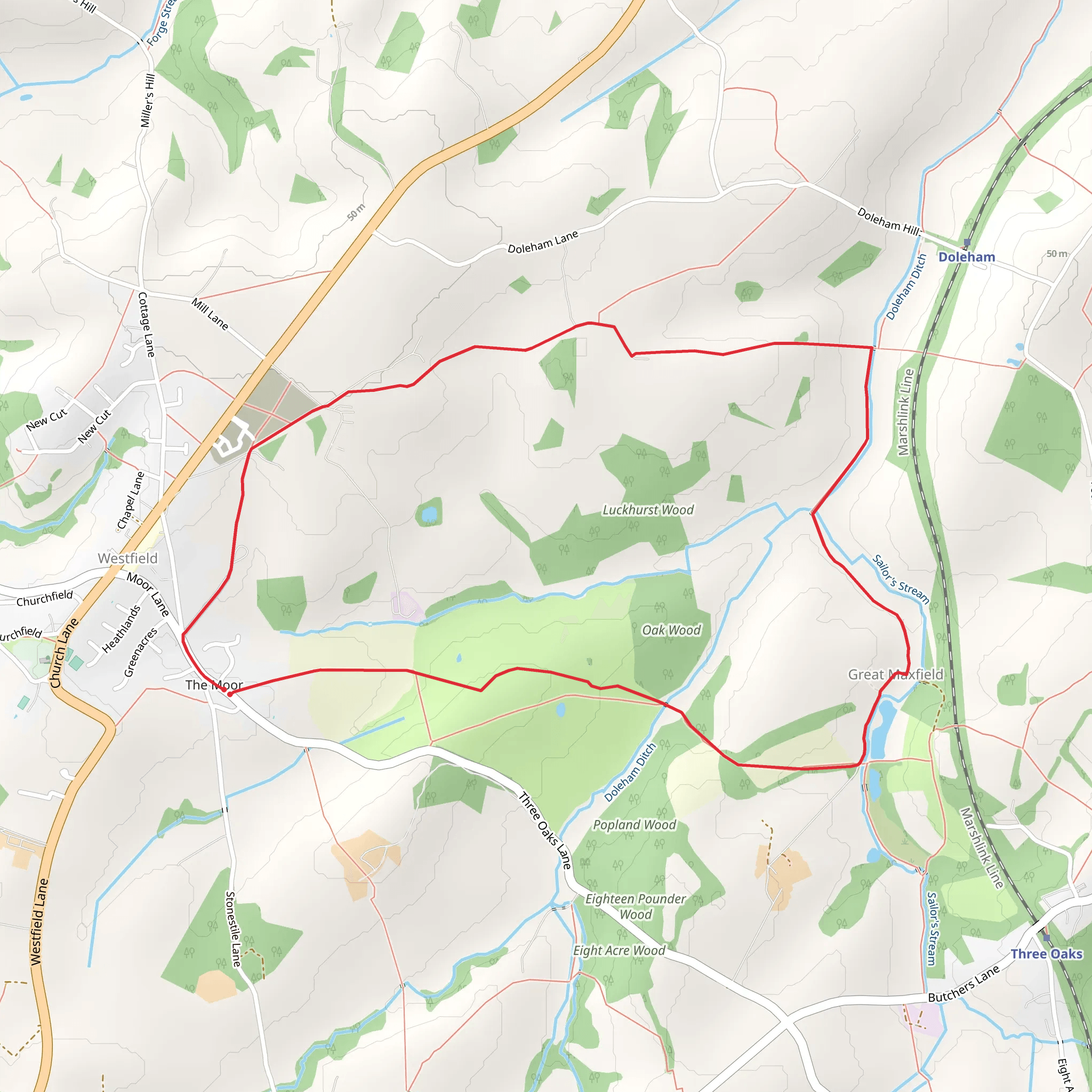 Westfield Country Park via 1066 Country Walk mobile static map