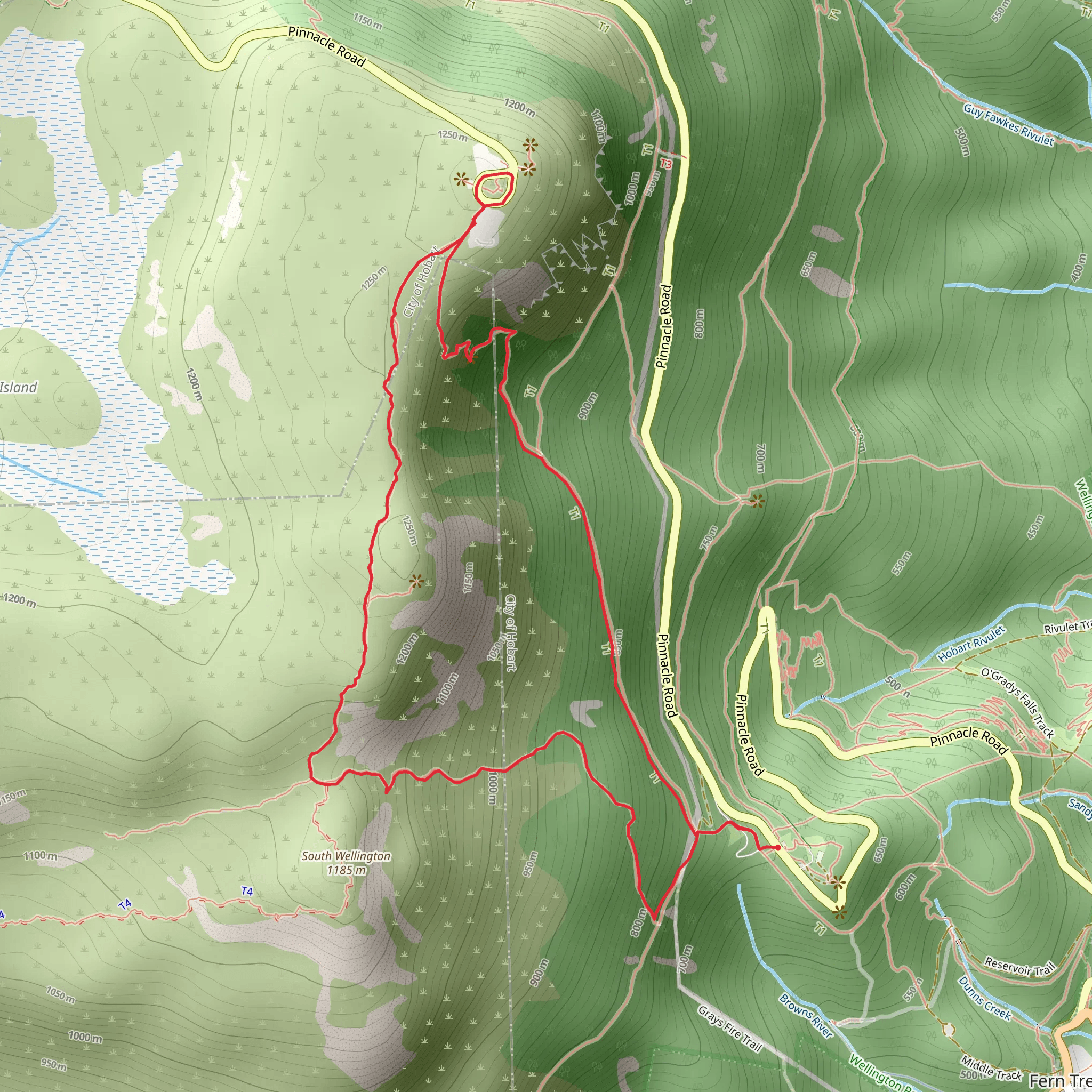 The Springs to Pinnacle Loop Track mobile static map