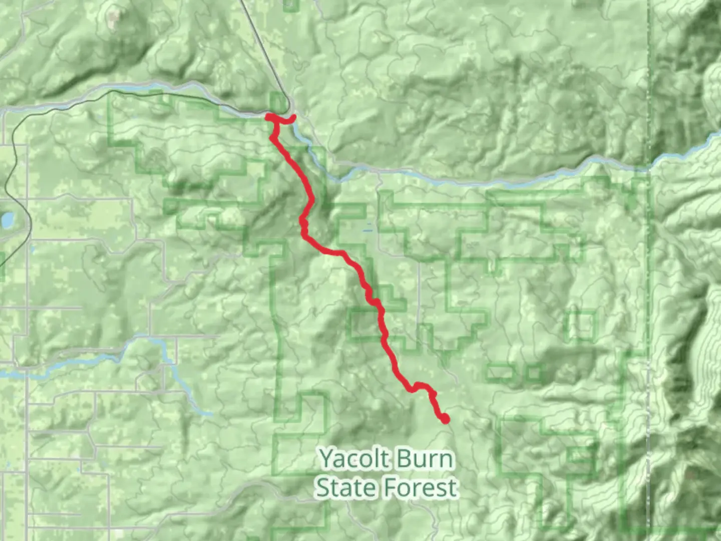 An image depicting the trail East Fork Lewis River via Bells Mountain Trail and its surrounding area.
