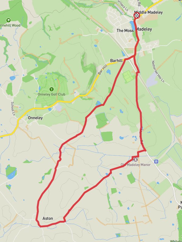 Madeley and Aston Loop via Madeley Pool mobile static map