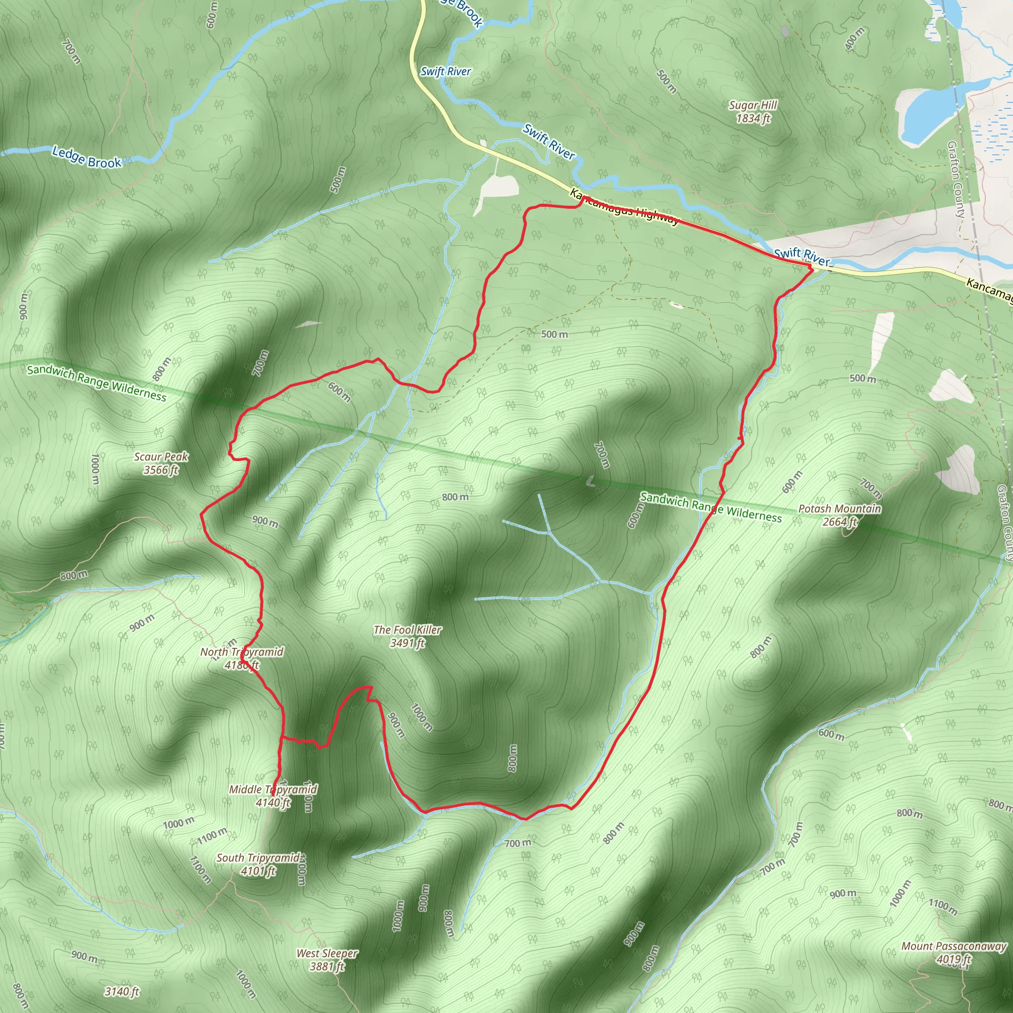 North Tripyramid and Middle Tripyramid Loop mobile static map