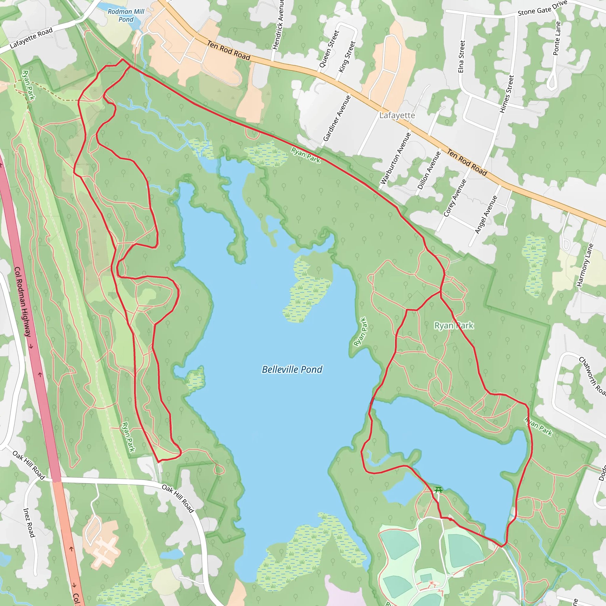 Belleville Pond Loop mobile static map