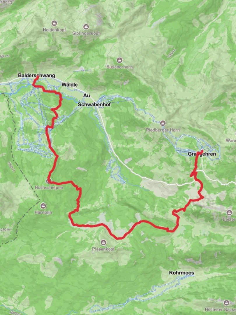 An image depicting the trail Balderschwang to Grasgehrenhutte Walk and its surrounding area.
