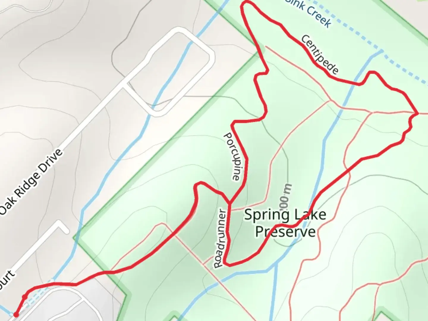 An image depicting the trail Spring Lake Preserve Loop via Porcupine and its surrounding area.