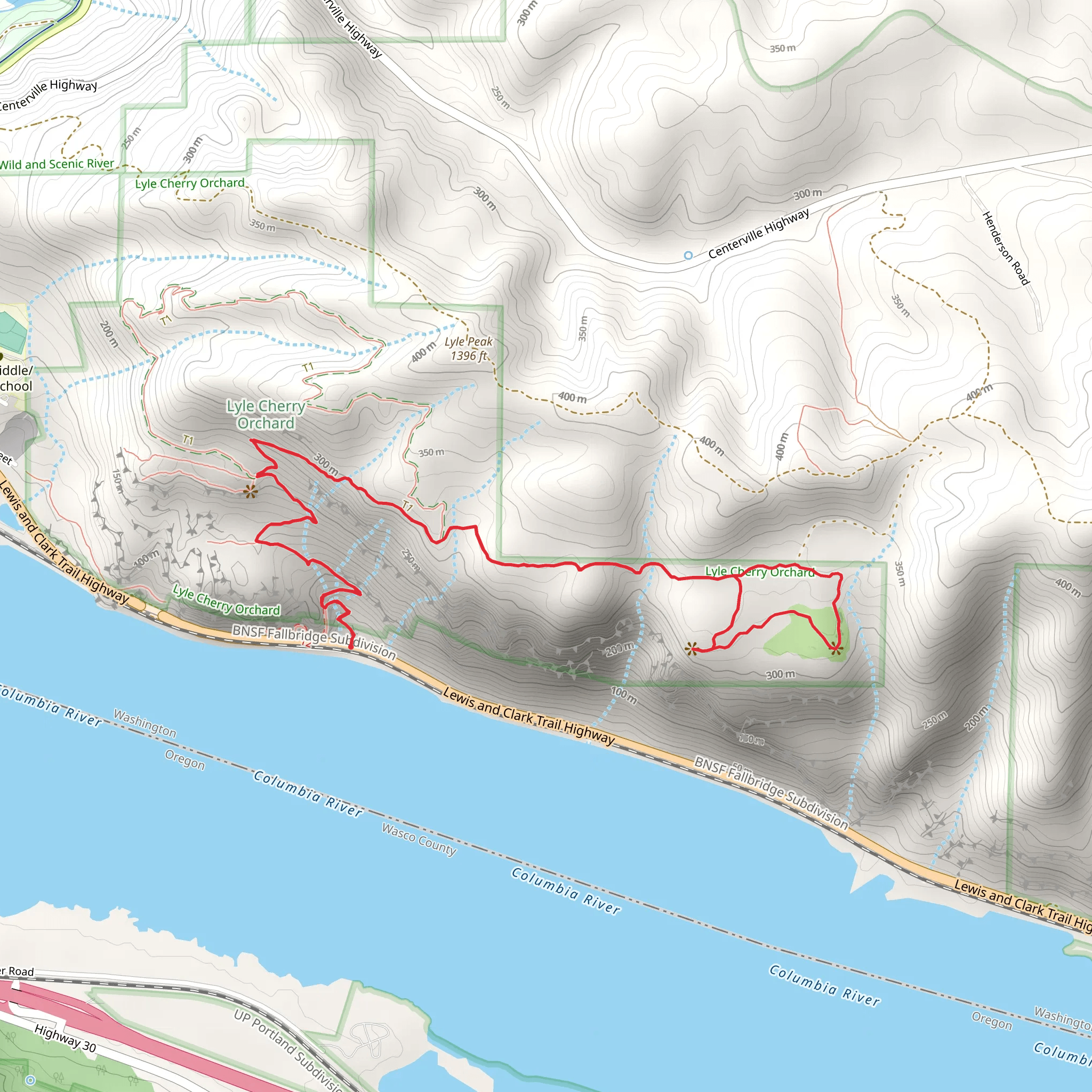 Lyle Cherry Orchard Trail mobile static map