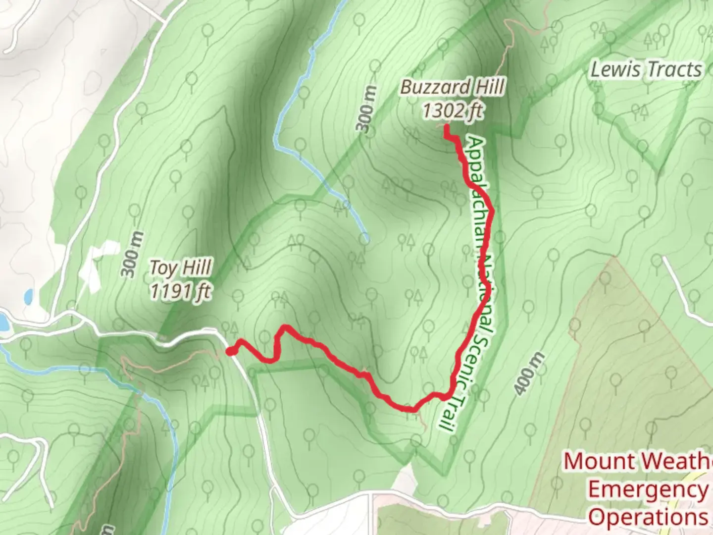 An image depicting the trail Buzzard Hill via Appalachian Trail and its surrounding area.