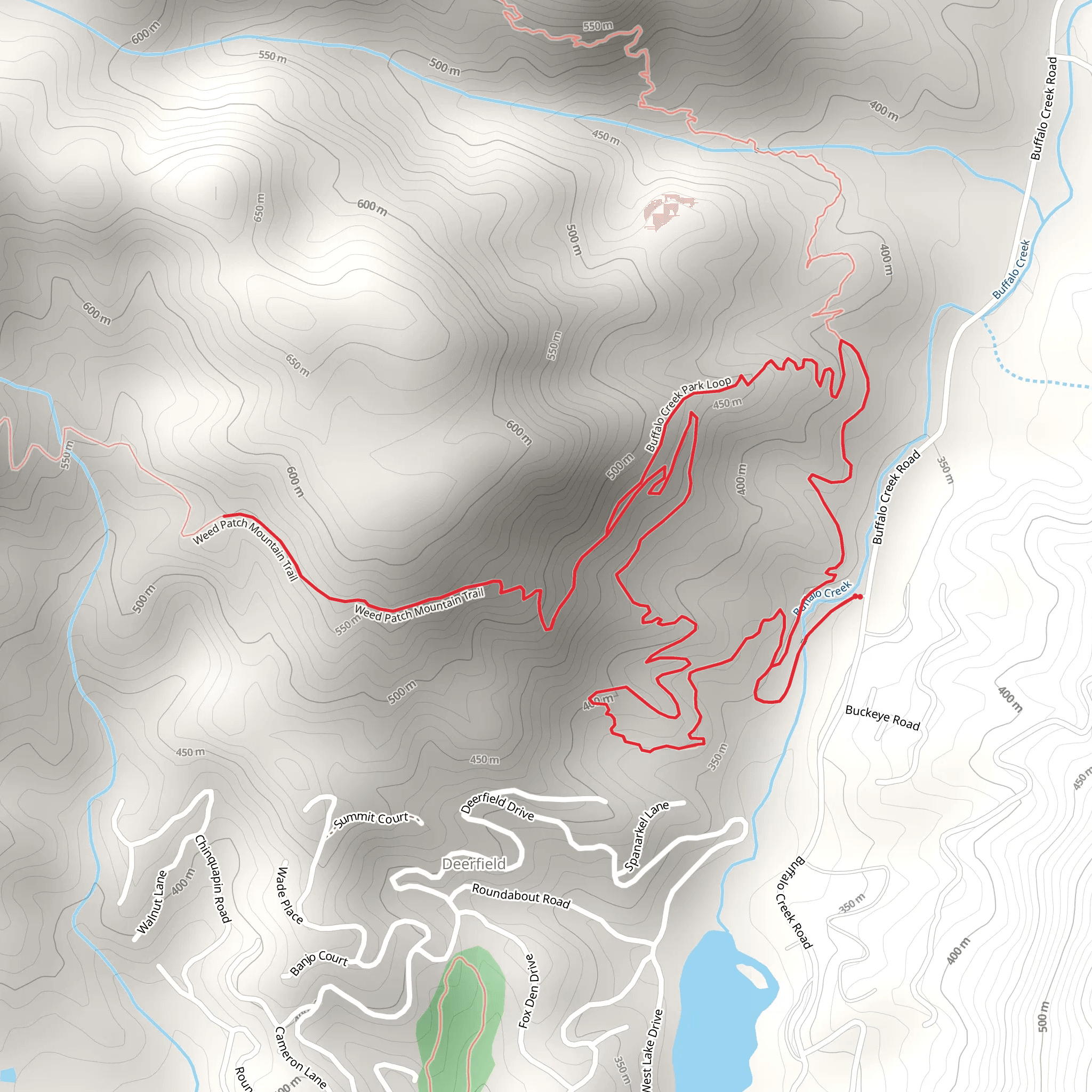 Buffalo Creek Park and Weed Path Mountain Loop Trail mobile static map
