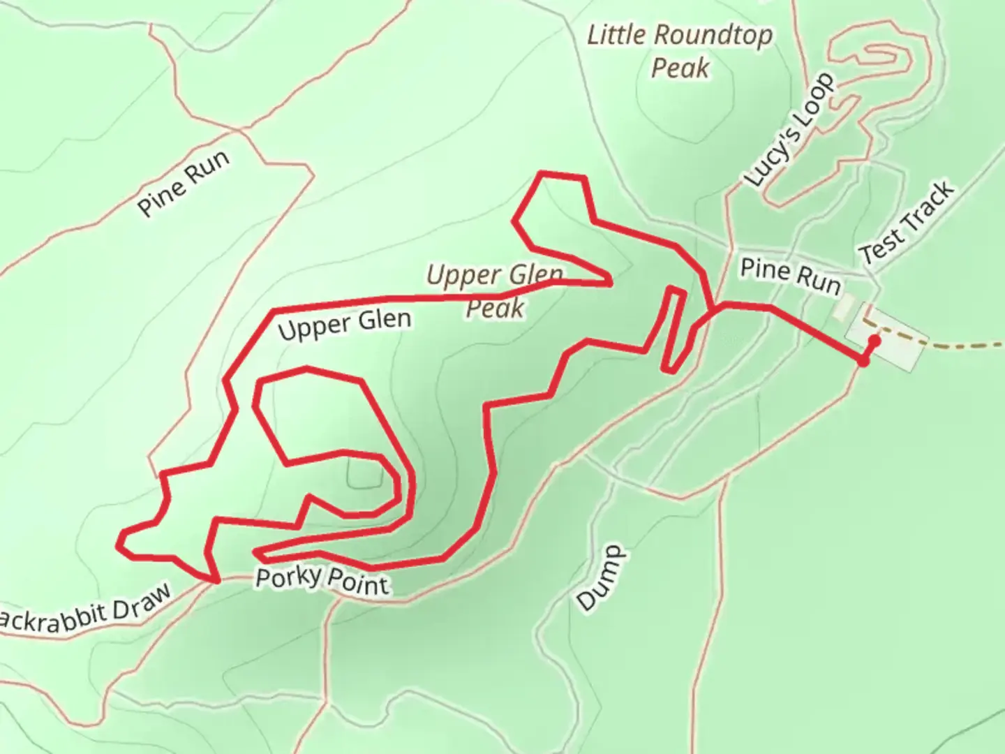 An image depicting the trail Upper Glen Peak and Porky Point Loop and its surrounding area.