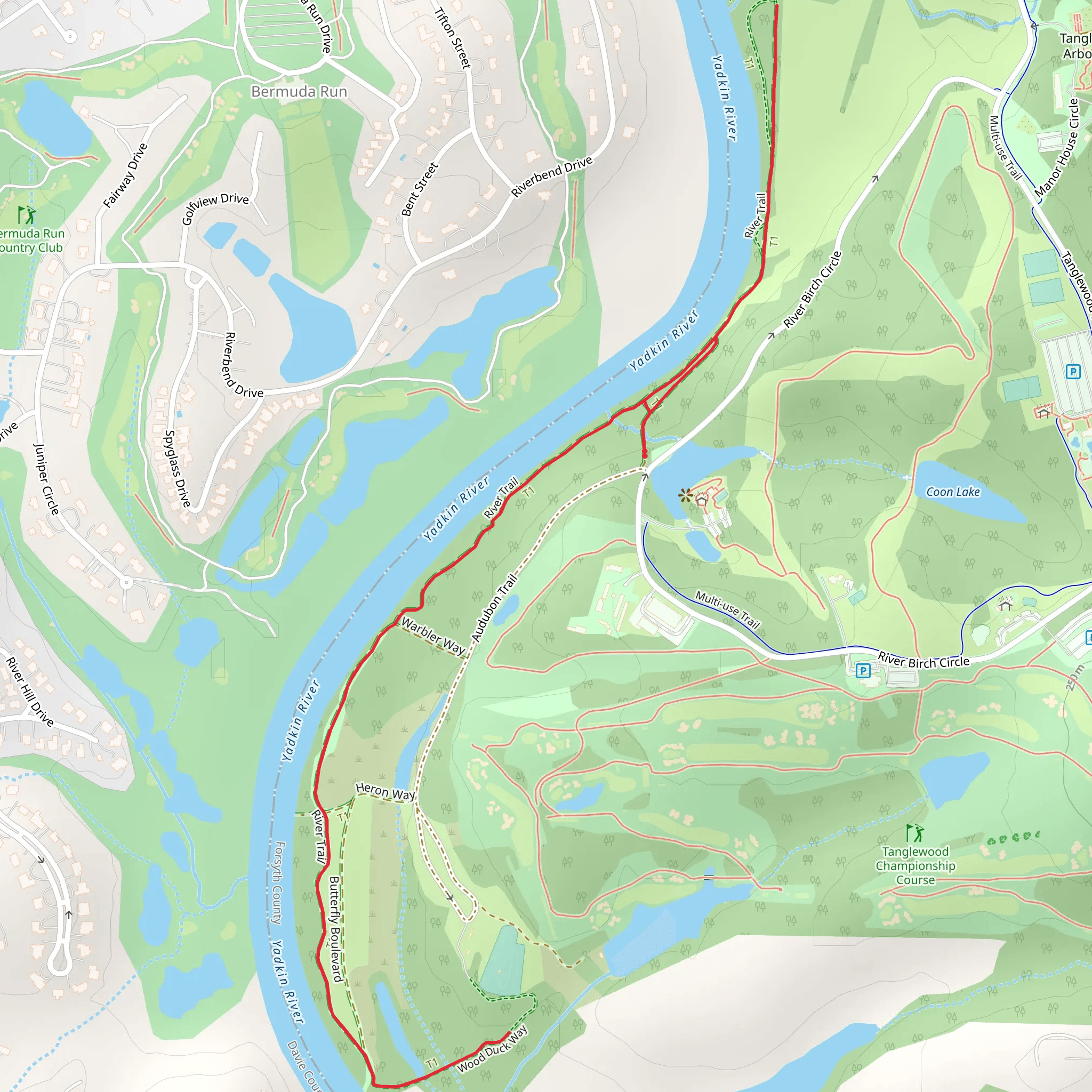 Yadkin River and Wood Duck Way mobile static map