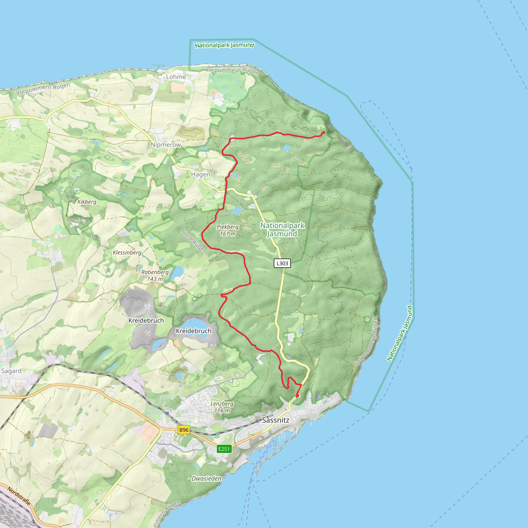 Kreidefelsen to Stubbenkammer via W9 mobile static map