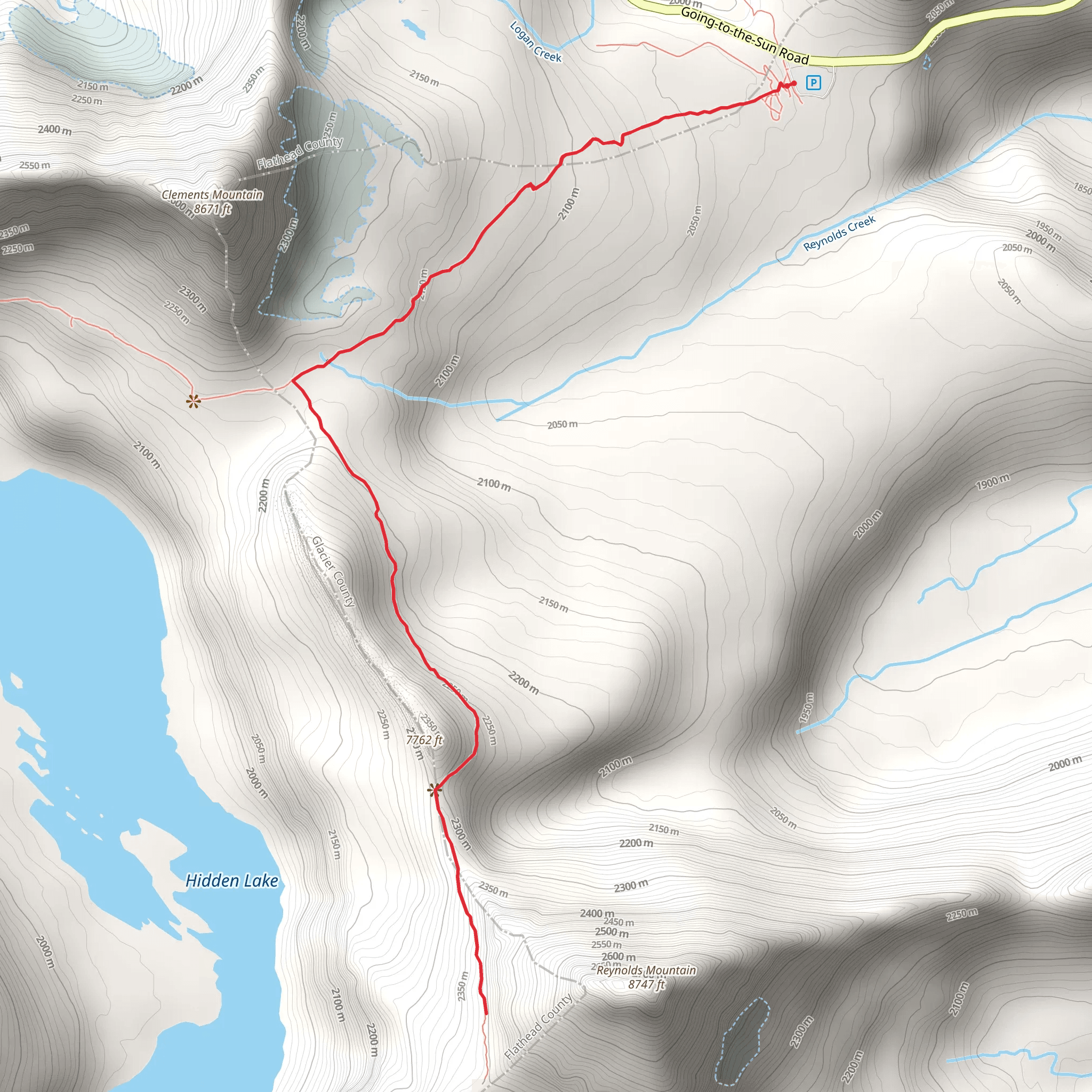 Reynolds Mountain via Hidden Lake Trail mobile static map