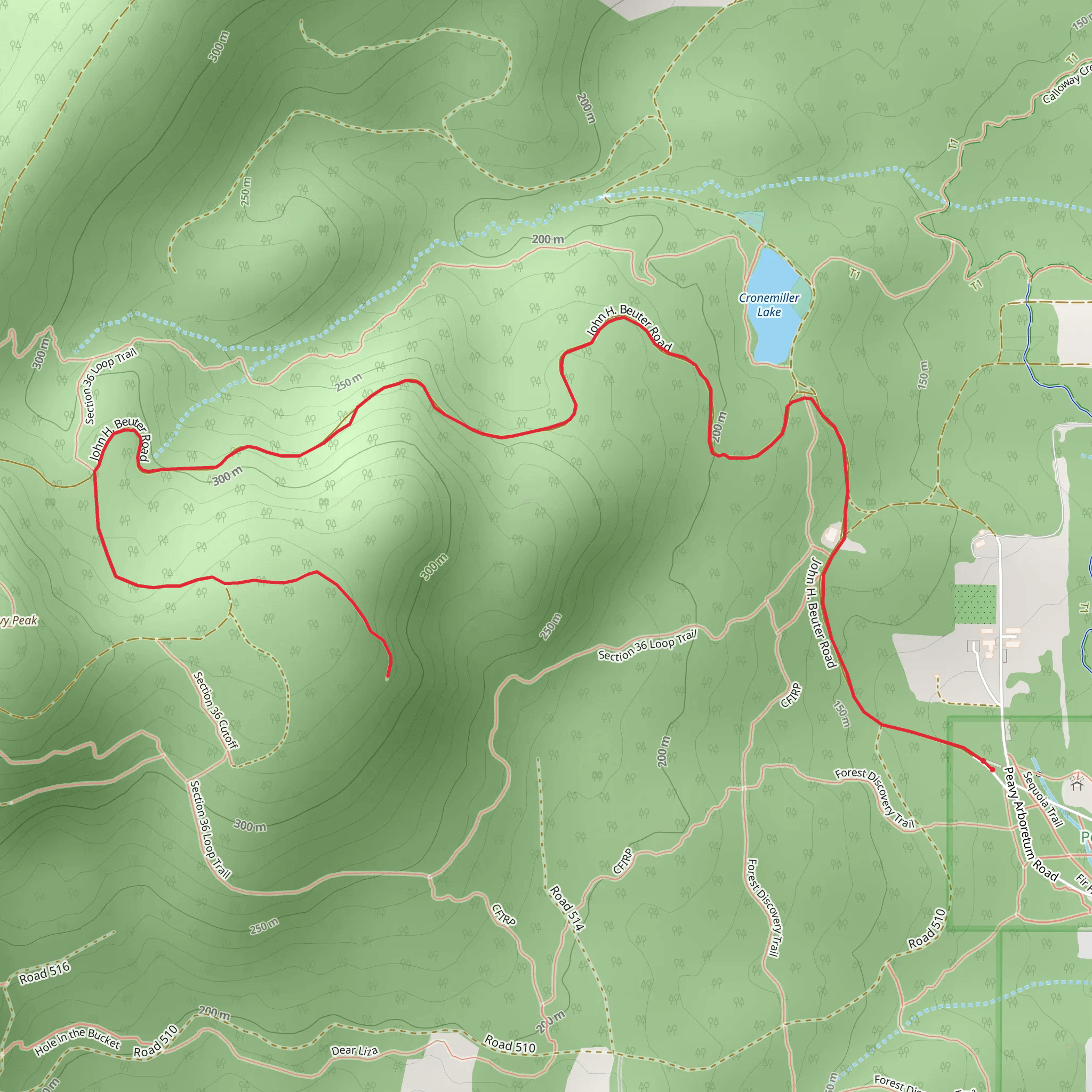 Peavy Arboretum Road mobile static map