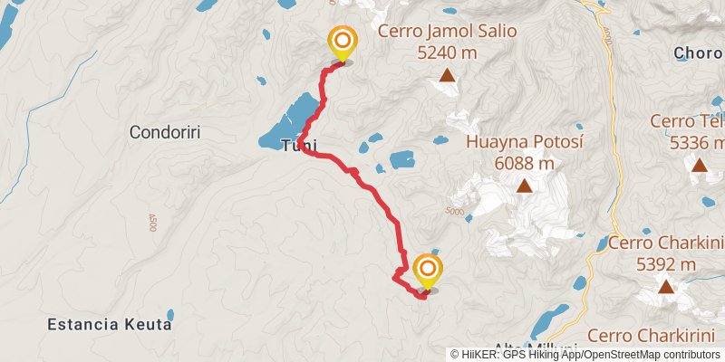 Cordillera Real Traverse stage 11 Map