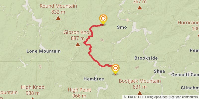 Cumberland Trail - New River Segment stage 2 Map