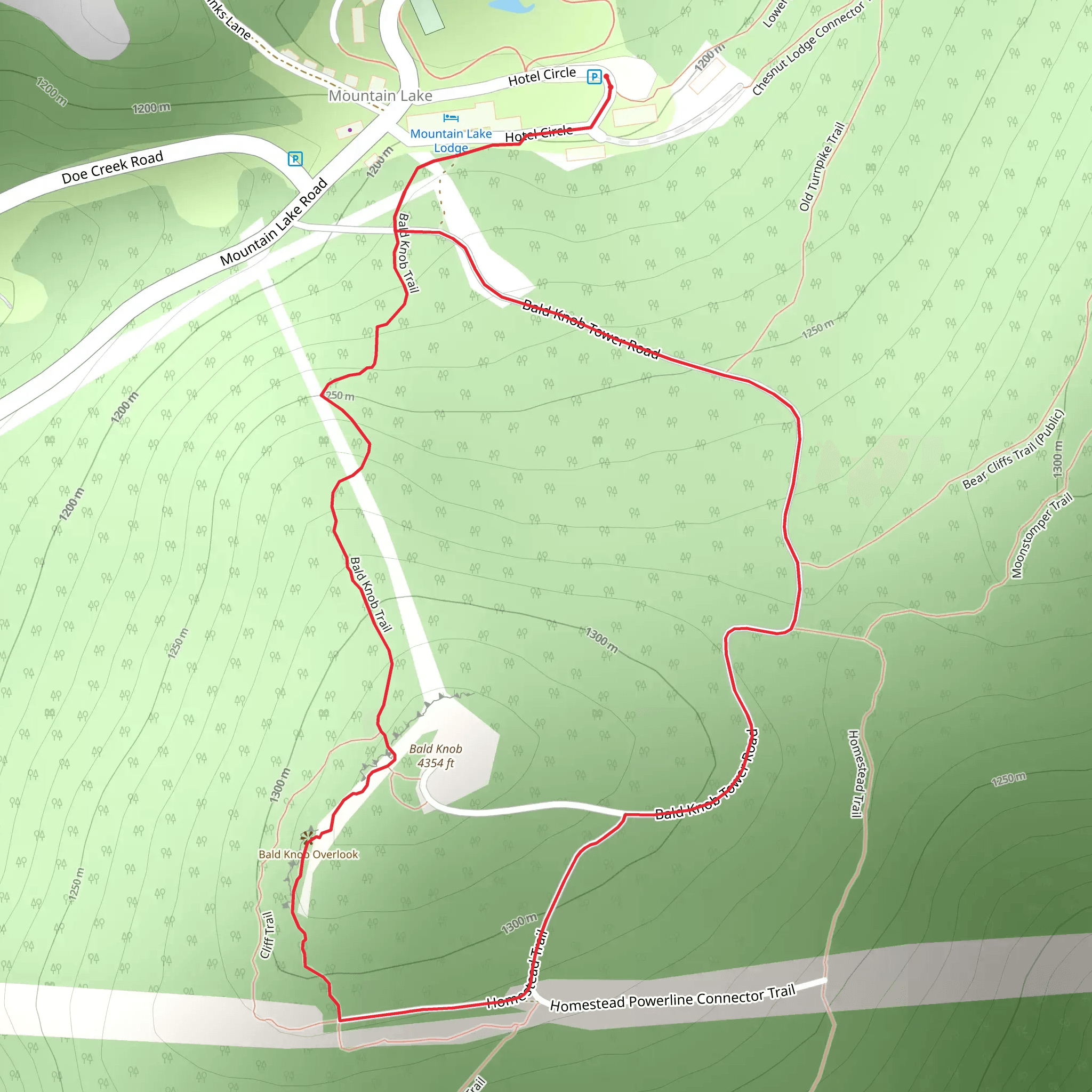 Bald Knob Loop Trail mobile static map