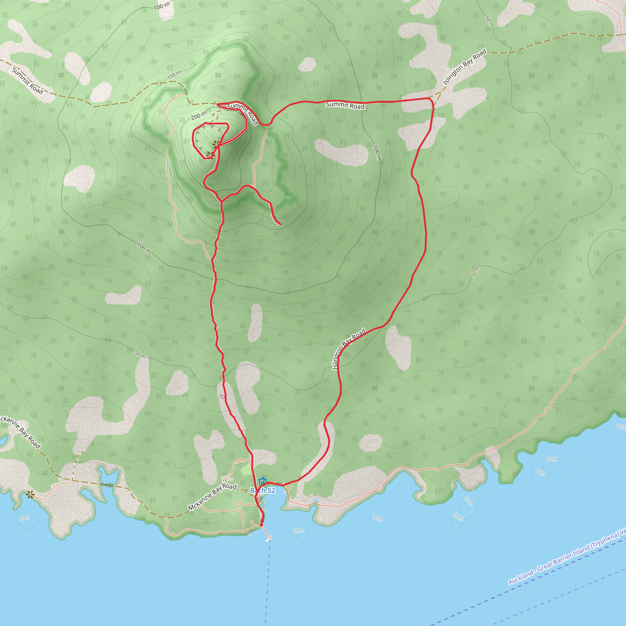 Islington Bay Road, Summit Road, and Summit Track Loop mobile static map