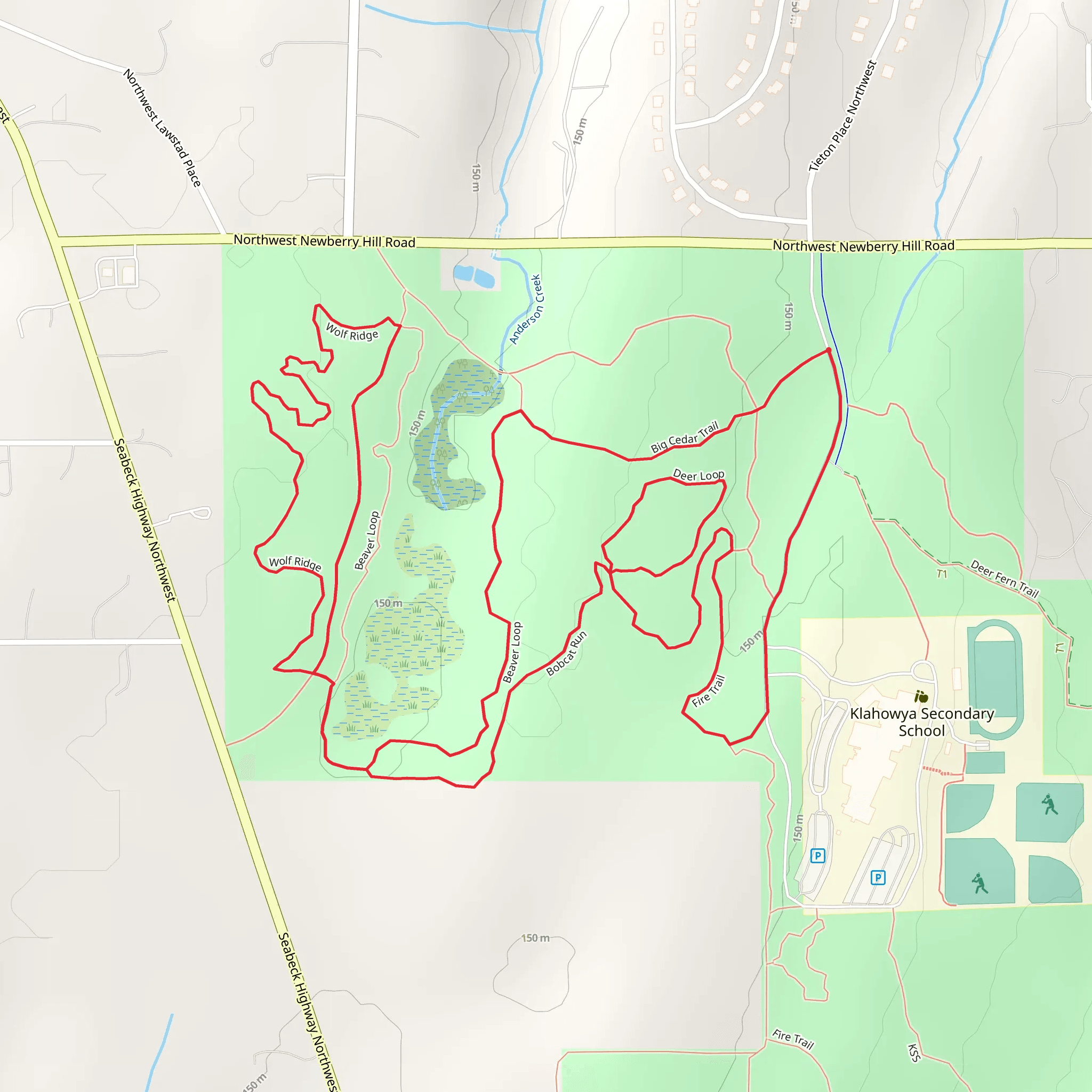 Big Cedar, Wolf, and Deer Loop Trail mobile static map