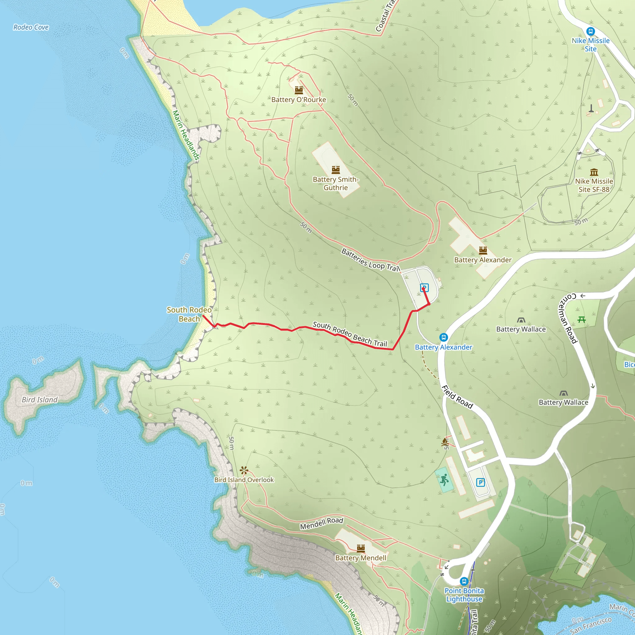 South Rodeo Beach Trail mobile static map