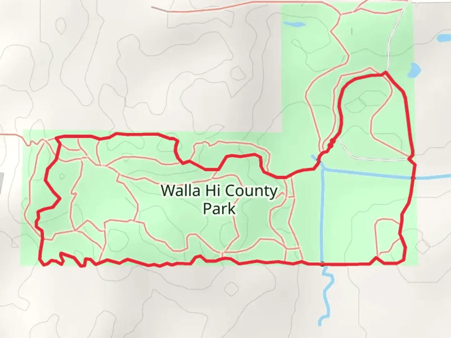 An image depicting the trail Walla Hi County Park Loop and its surrounding area.