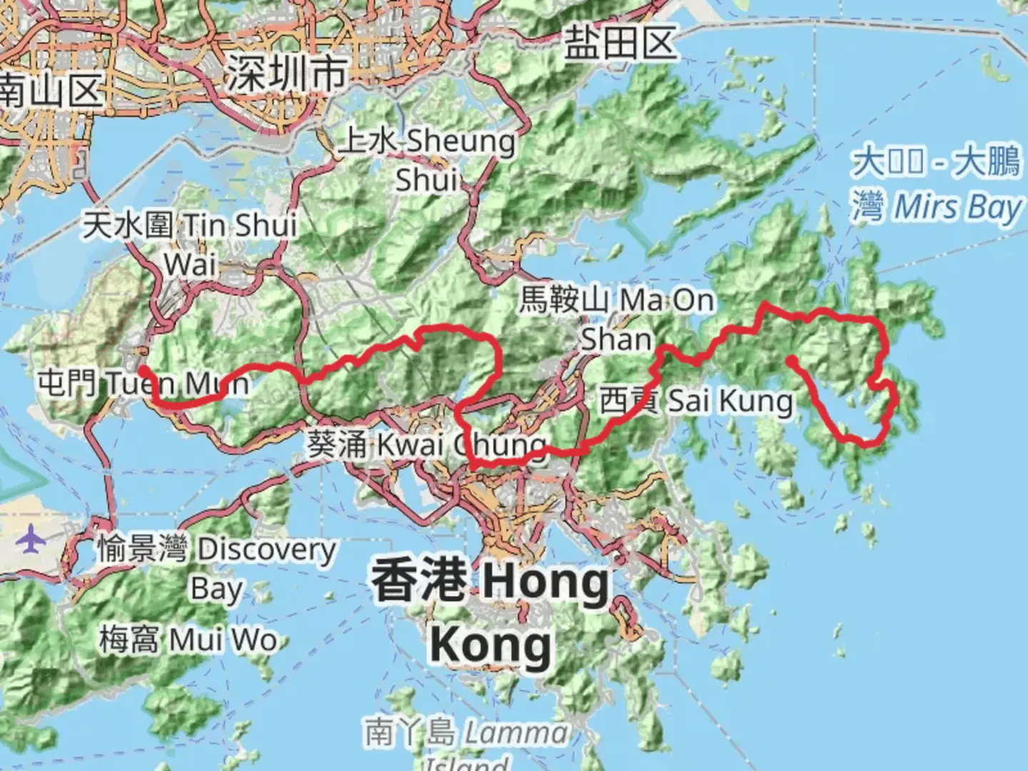 An image depicting the trail Maclehose Trail and its surrounding area.