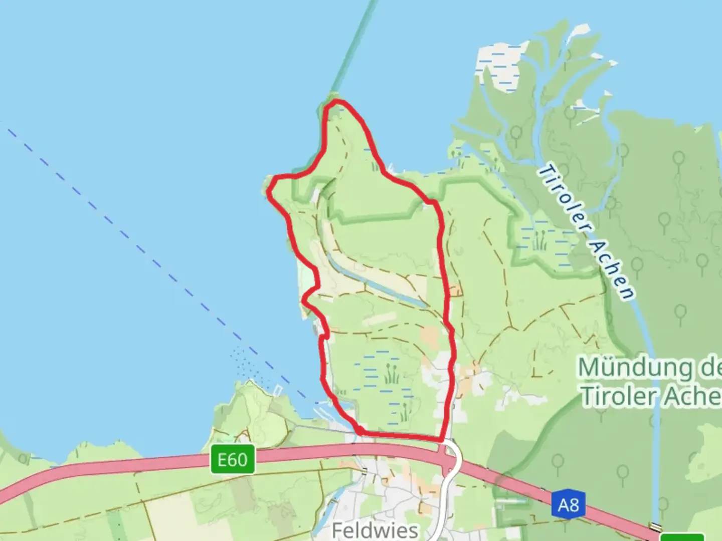 An image depicting the trail Eon Trail and Petrusquelle Trail and its surrounding area.