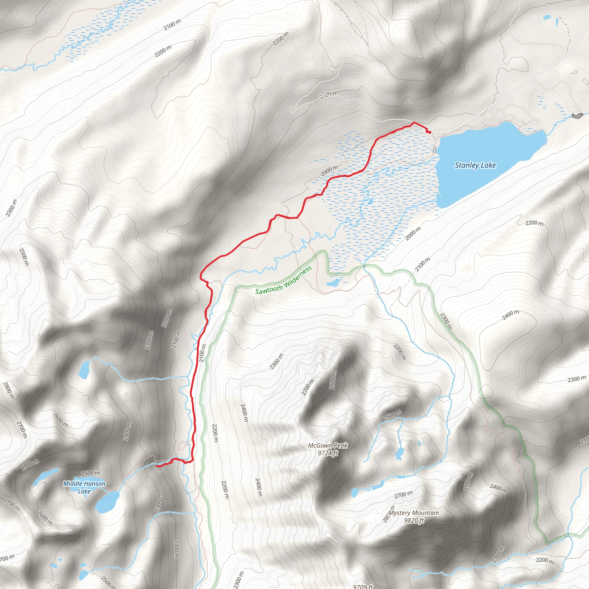 Iron Creek-Stanley Lake Trail mobile static map
