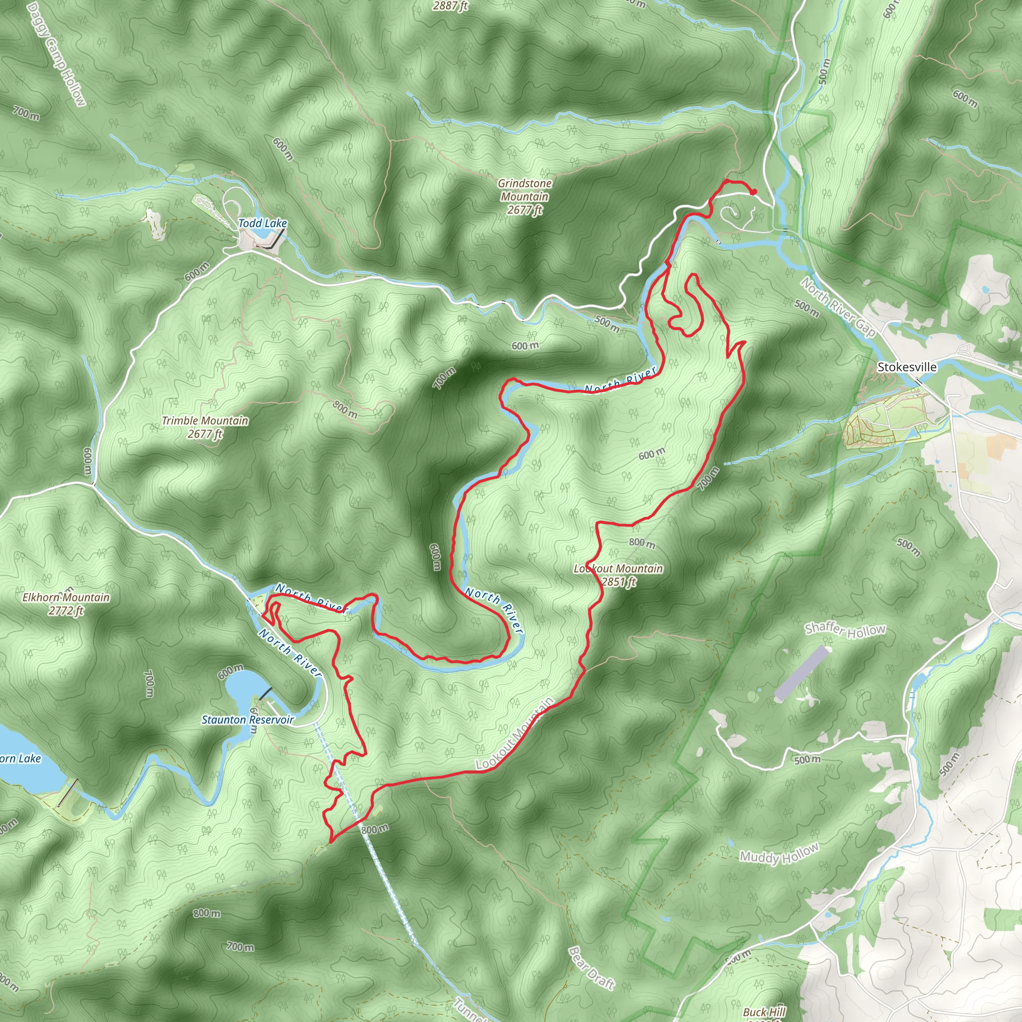 Lookout Mountain - North River Gorge Loop Trail mobile static map