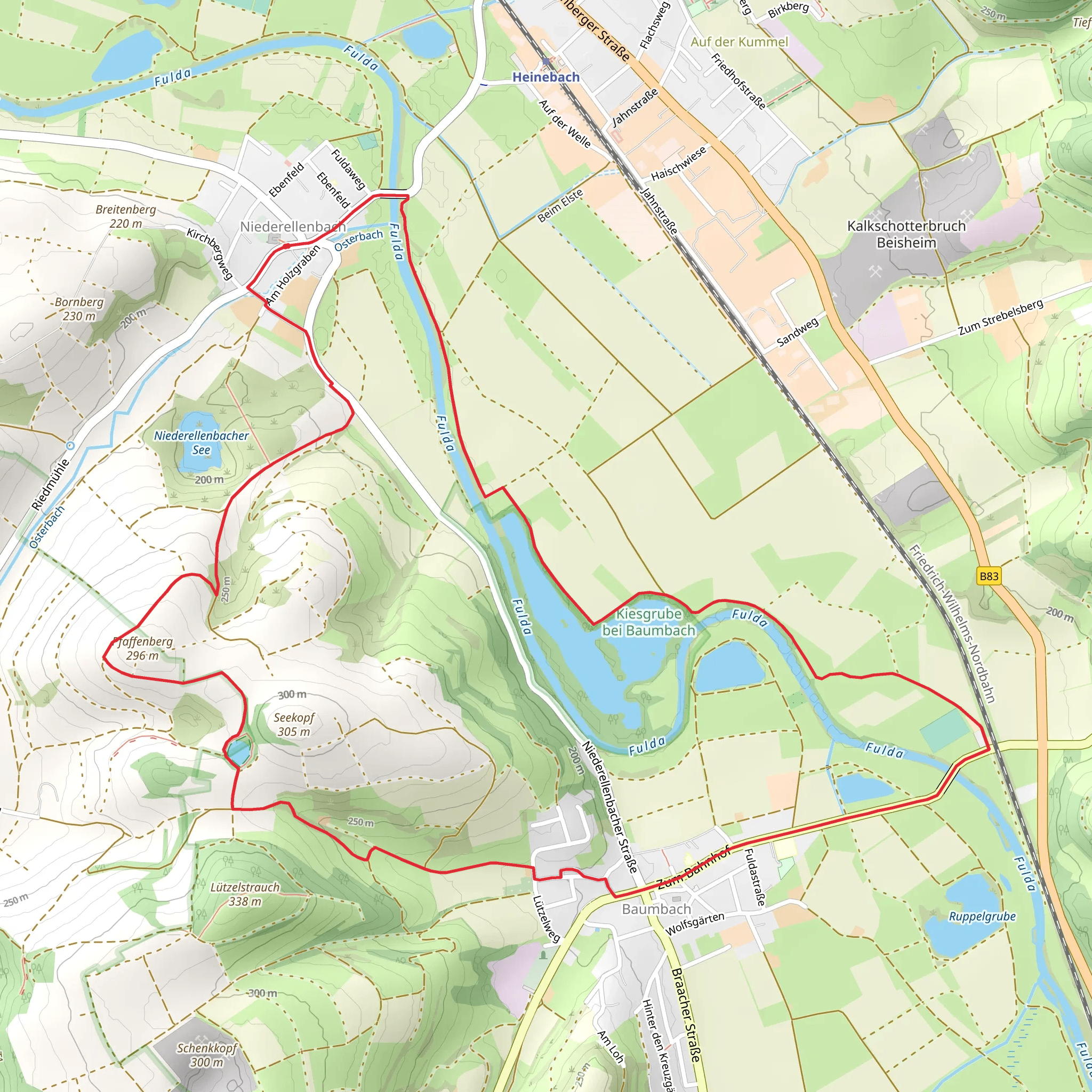 Fulda via Niederellenbach Rundweg mobile static map