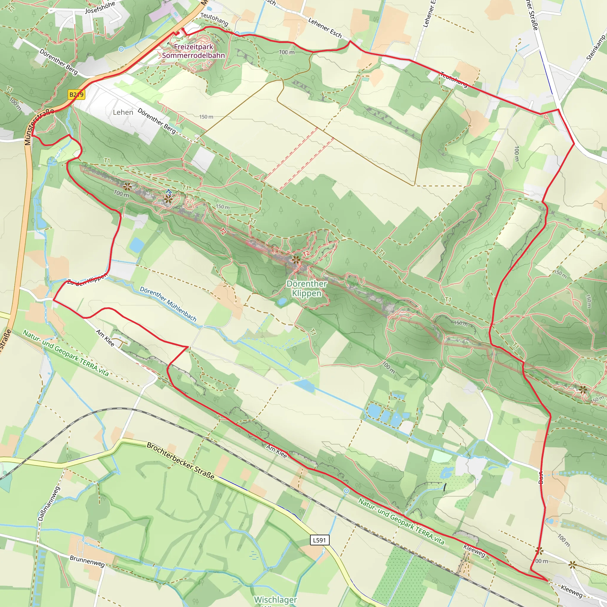 Sommerrodelbahn and NSG Dörenther Klippen Loop mobile static map