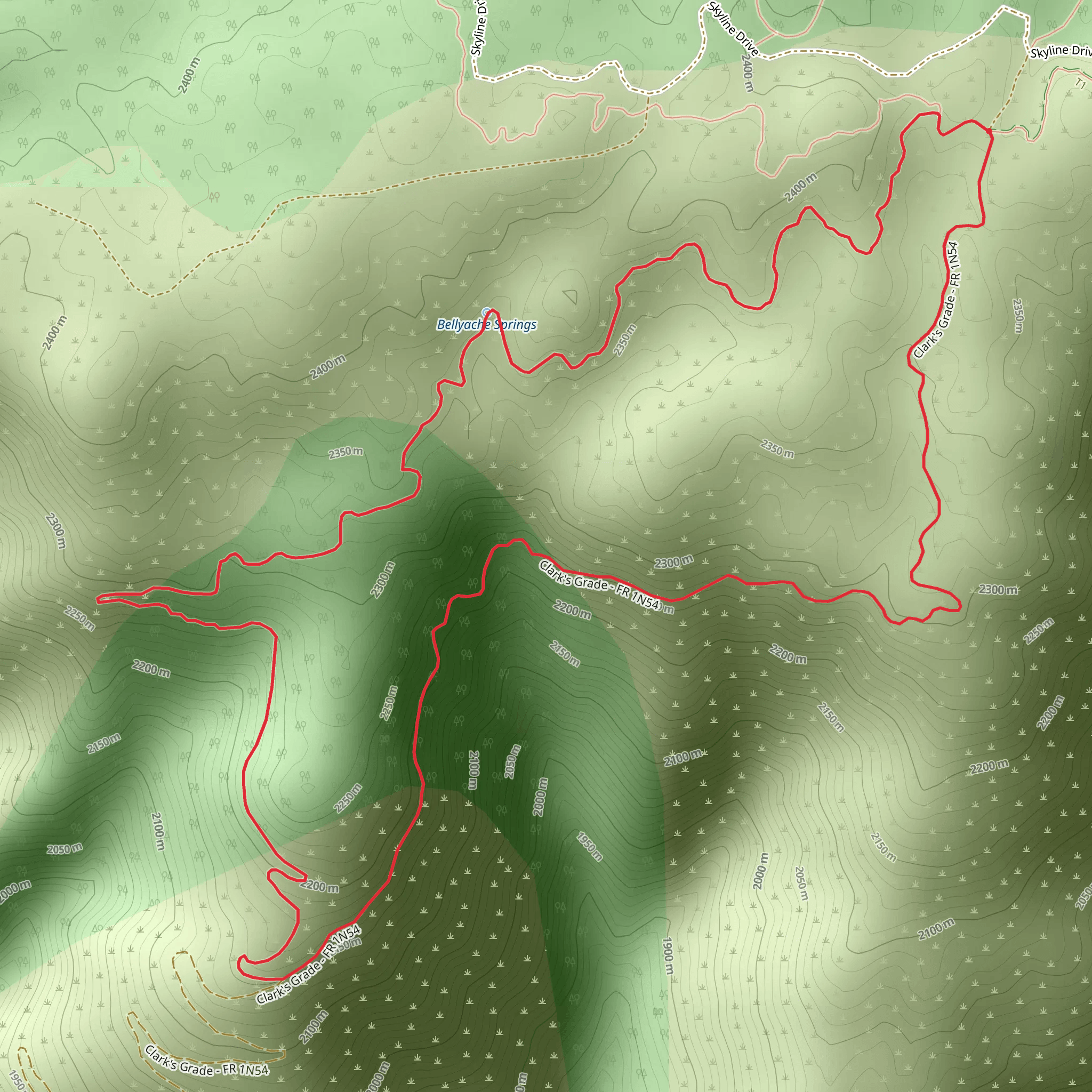 Bellyache Springs, Clarks Summit and Mile Creek Loop mobile static map