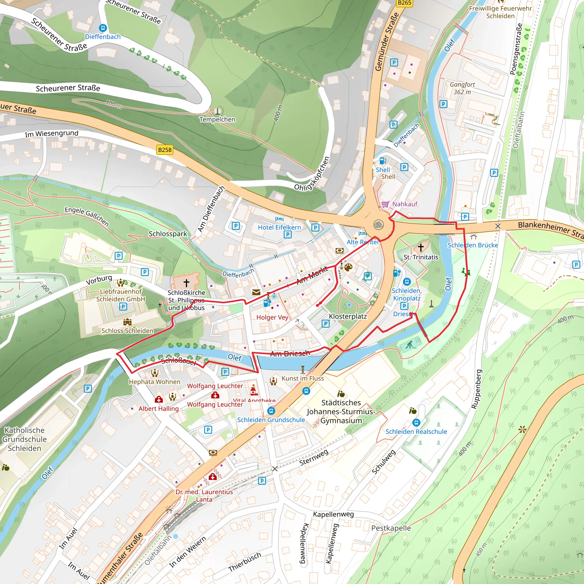 Johannes-Sturmius Park and Olef via Rur Olef Route mobile static map