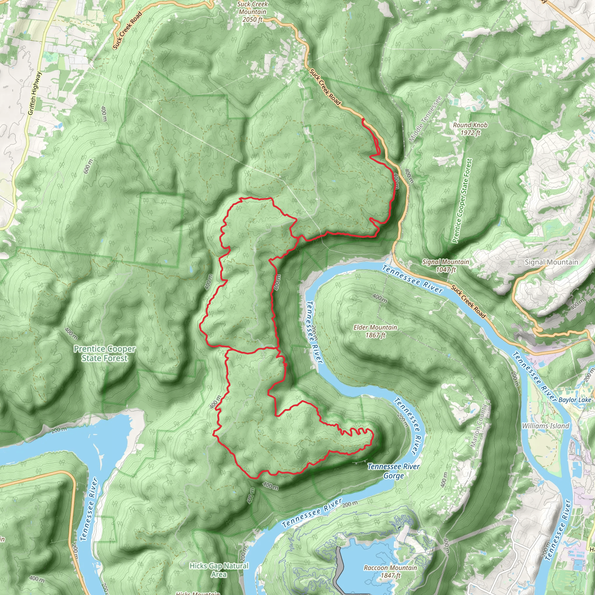 Cumberland and Pot Point Loop Trail mobile static map