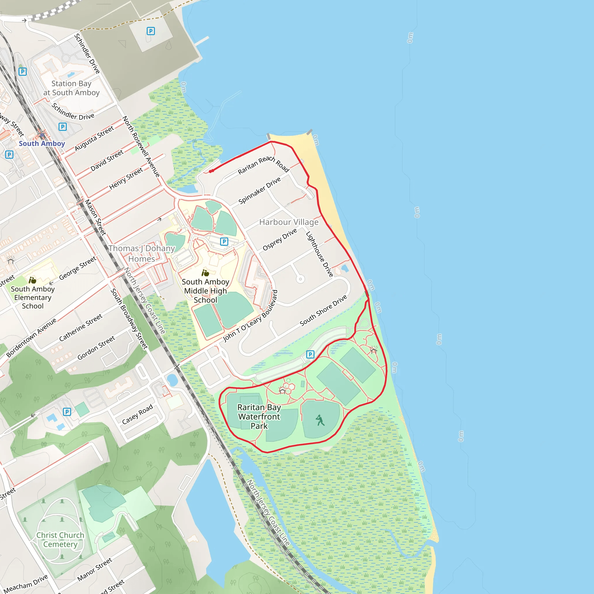 Raritan Bay Waterfront Park Loop from Raritan Reach Road mobile static map