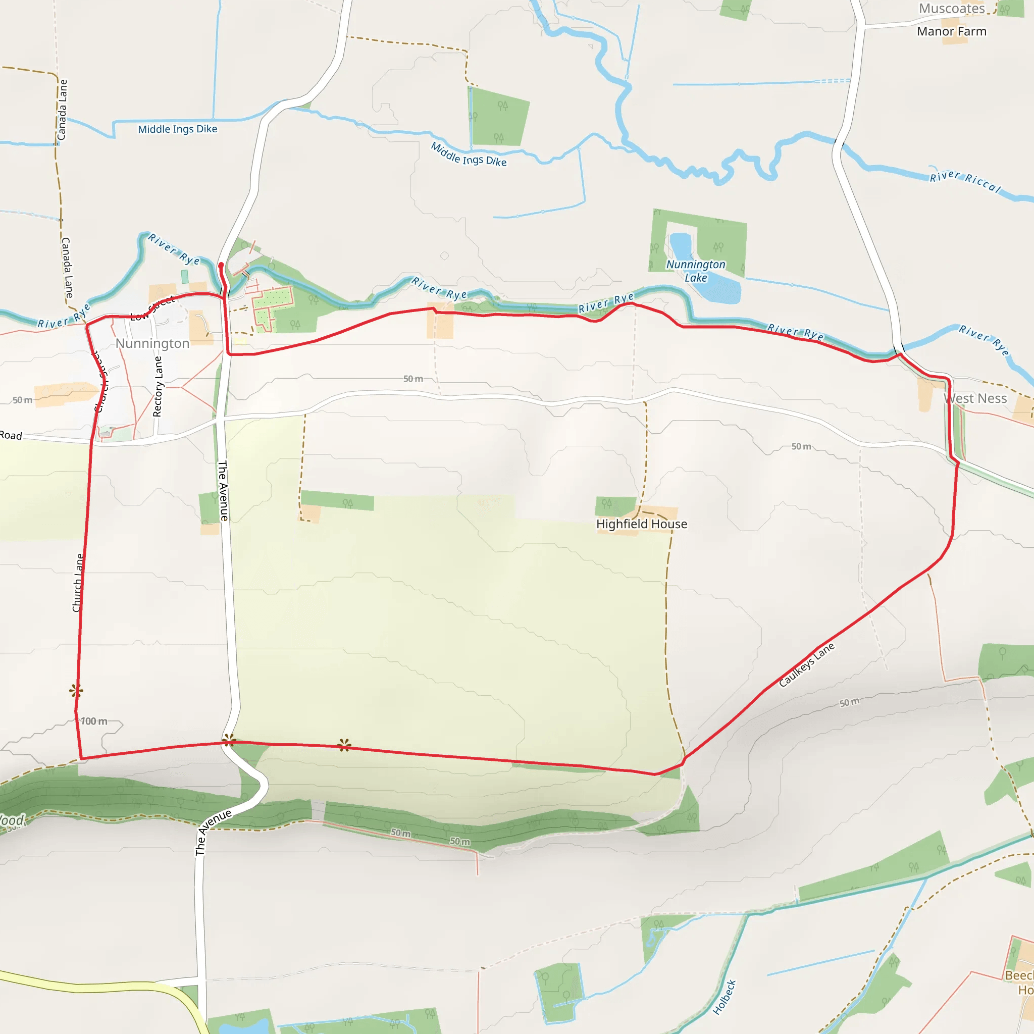 Nunnington and the River Rye mobile static map