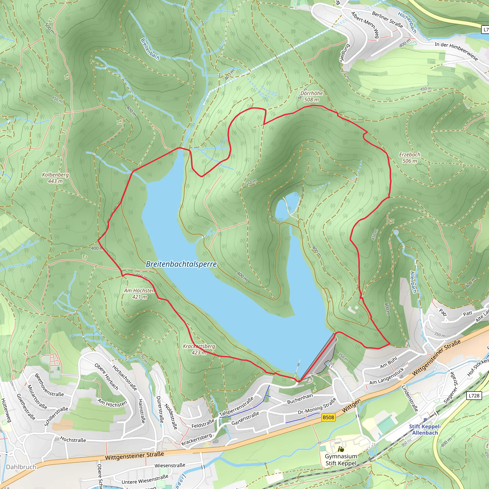 Breitenbachtalsperre Loop via Kalorienpfad mobile static map