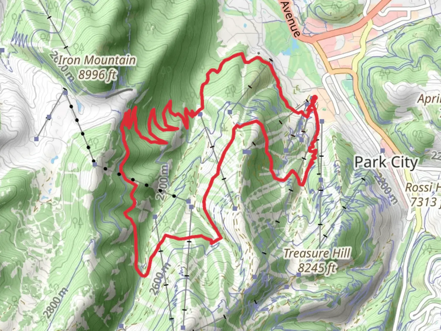 An image depicting the trail Silver Spur, Mid Mountain Trail and CMG Loop and its surrounding area.
