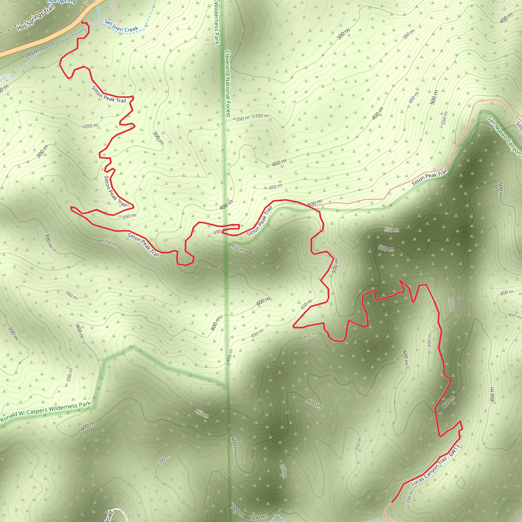 Sitton Peak Trail Out and Back mobile static map