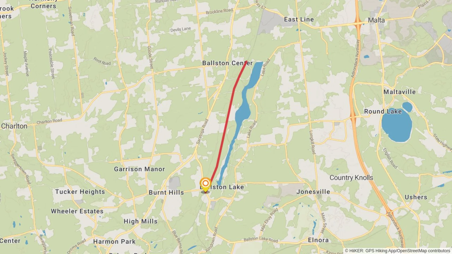 An image depicting the trail Ballston Lake - West and its surrounding area.