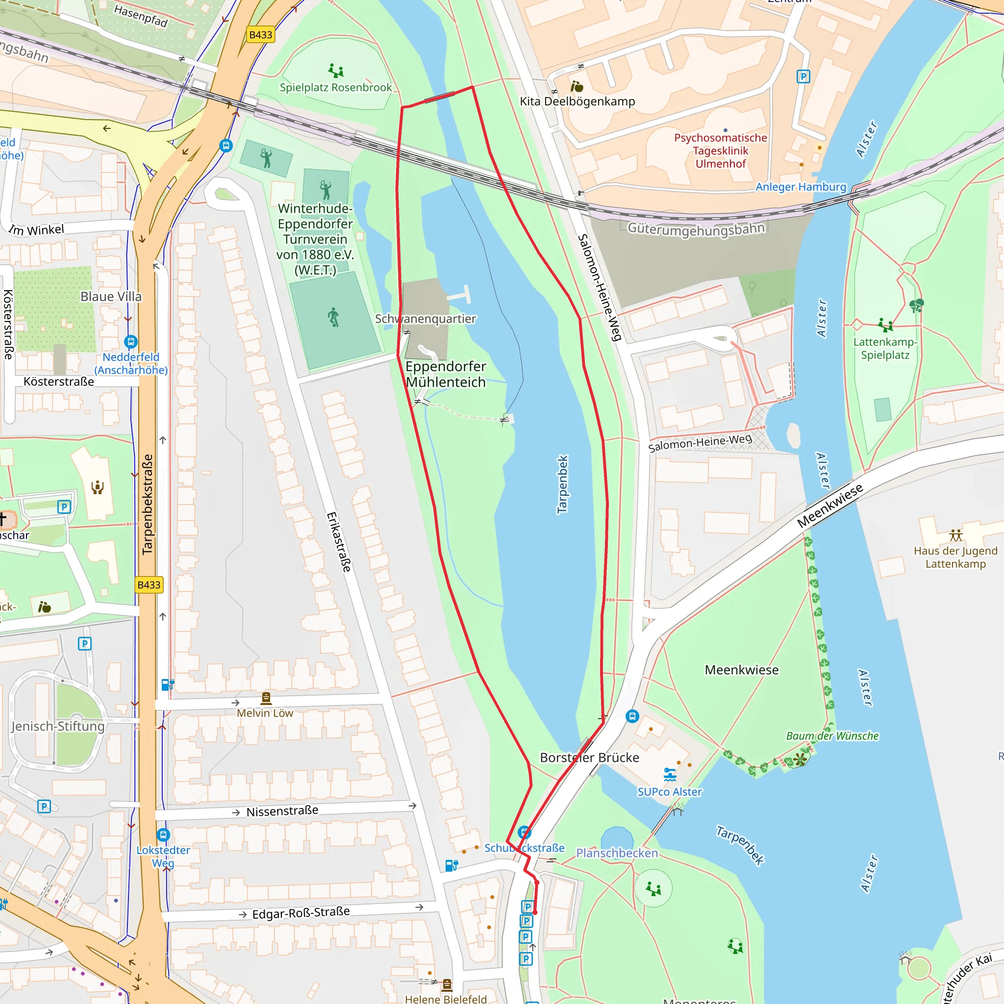 Tarpenbek and Eppendorfer Mühlenteich Loop mobile static map