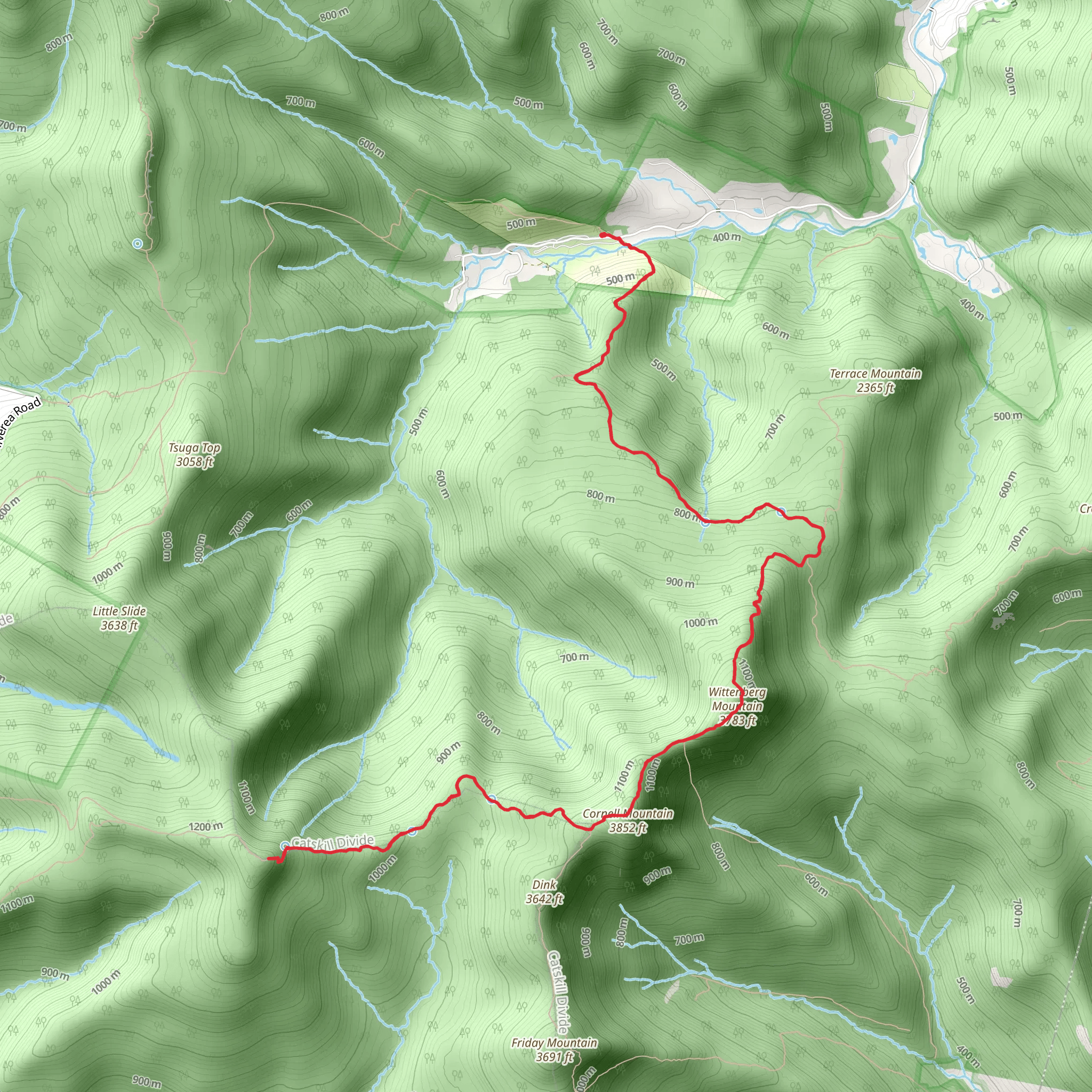 Wittenberg Mountain and Slide Mountain from Woodland Valley Road mobile static map
