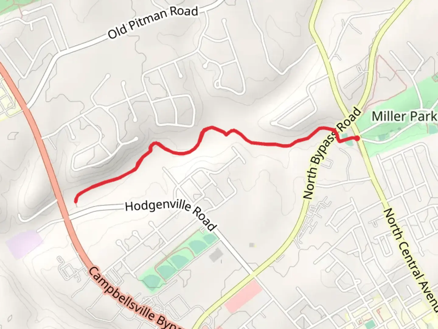 An image depicting the trail Trace-Pitman Greenway and its surrounding area.