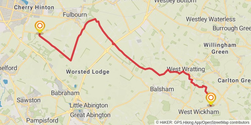 Fleam Dyke and Roman Road Walk stage 2 Map