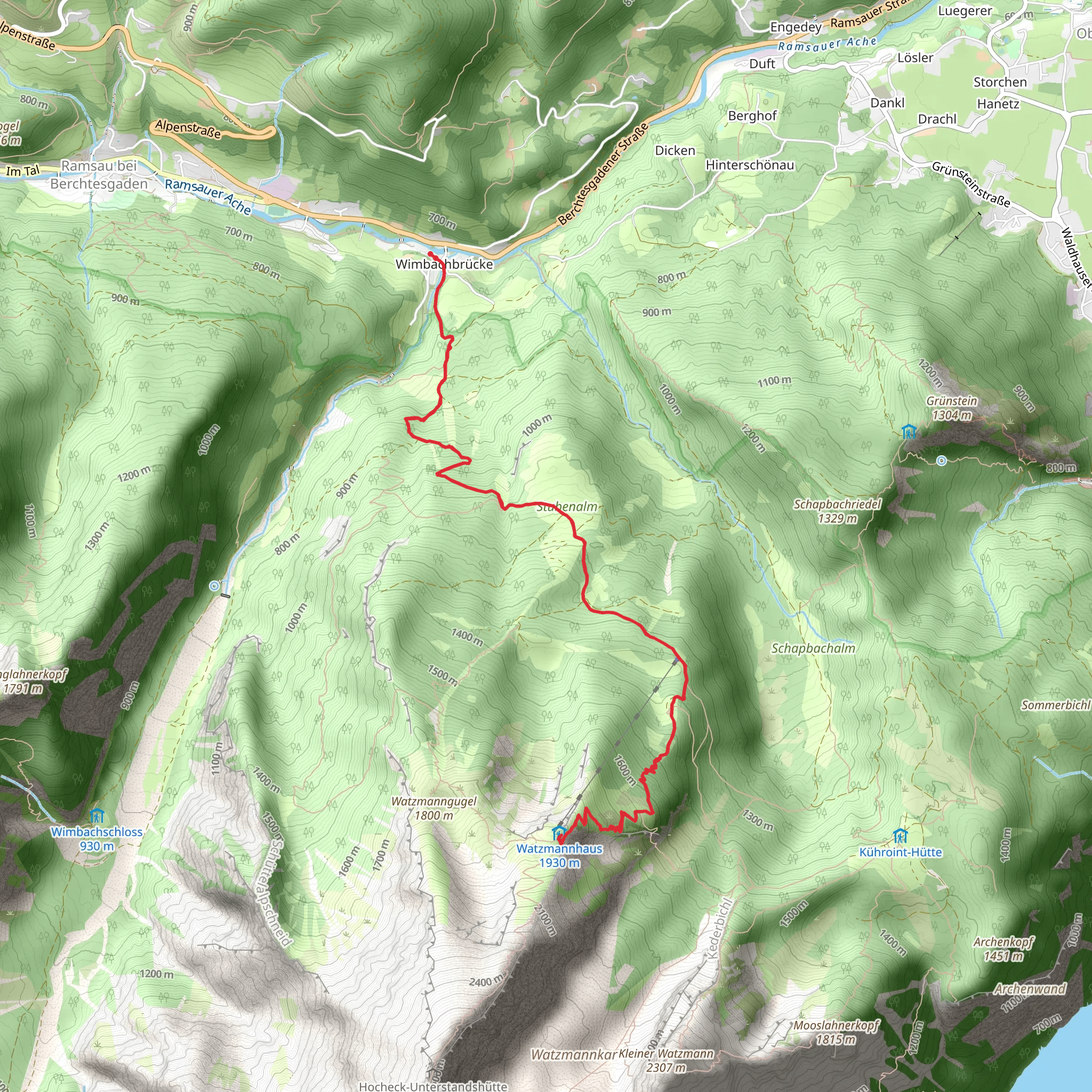 Watzmannhaus via AV Weg mobile static map