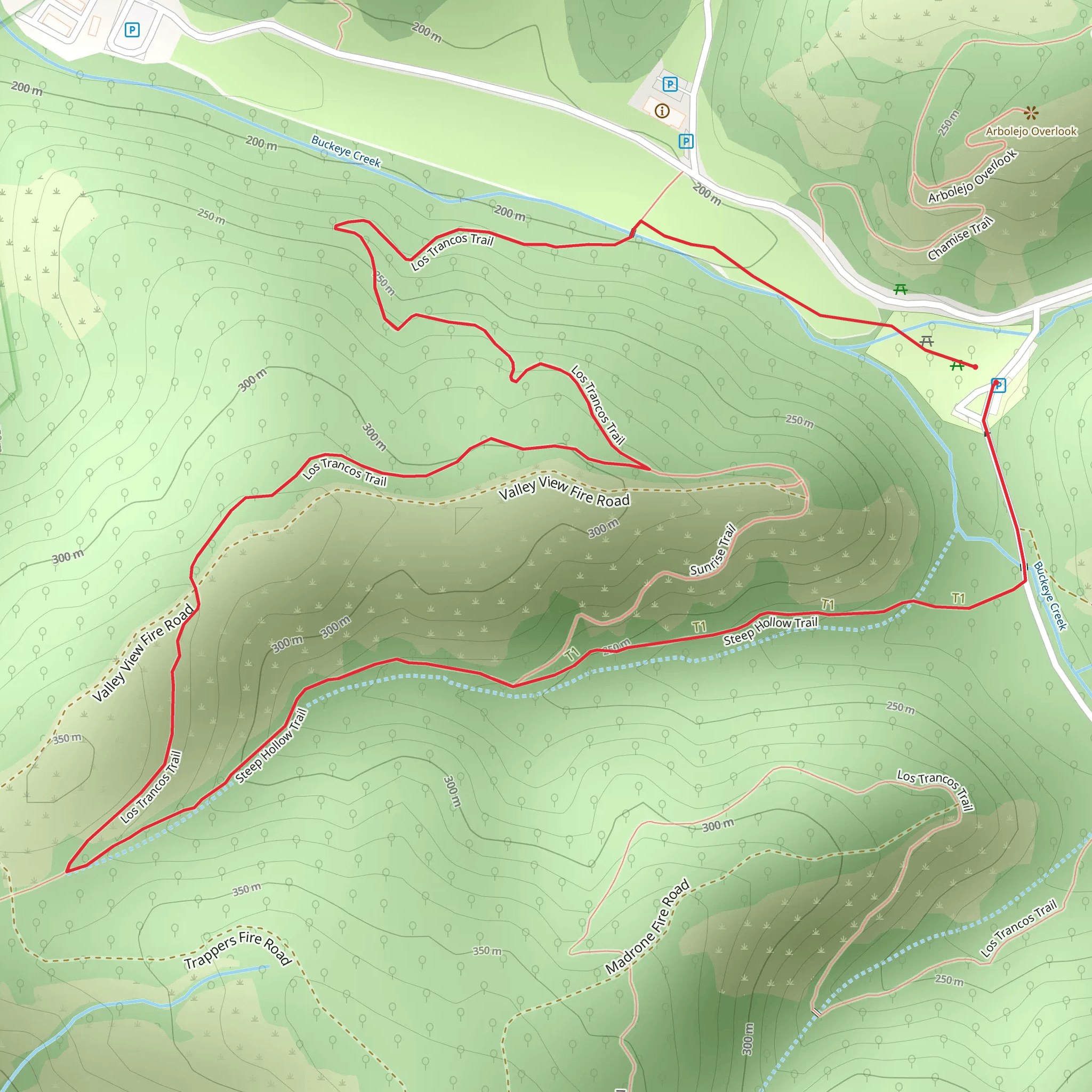Steep Hollow and Los Trancos Loop Trail mobile static map